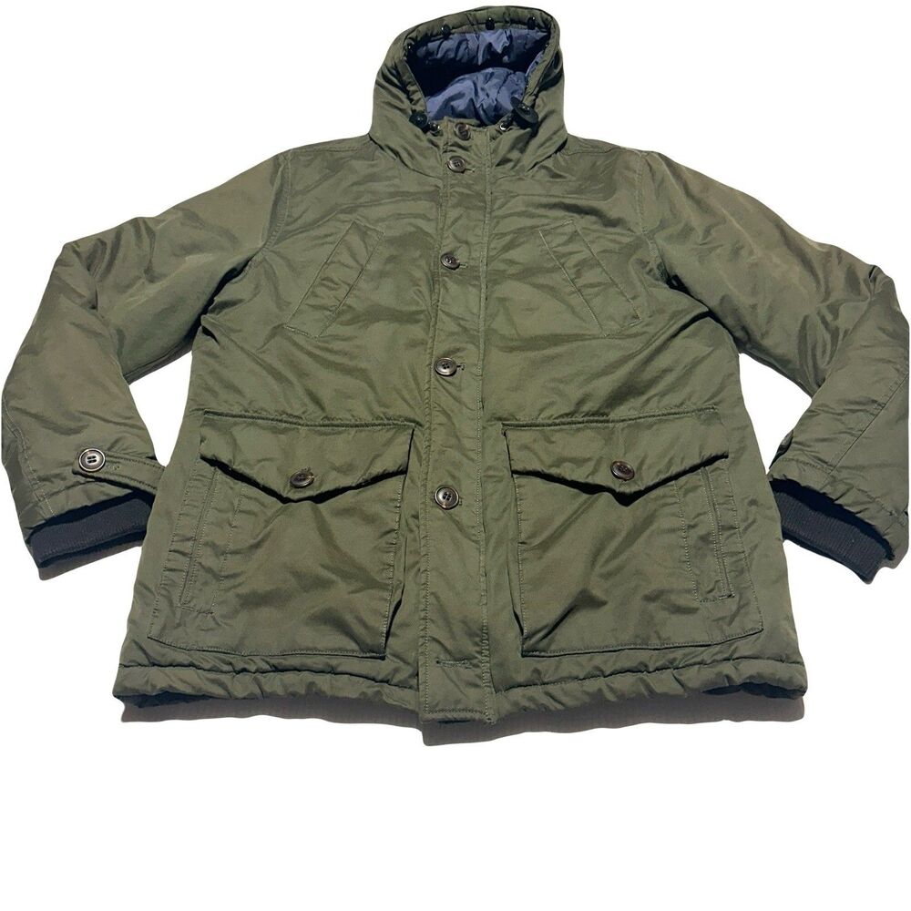 Burton Menswear London Jacket Mens L Olive Outdoor Parka Coat Quilted Lining